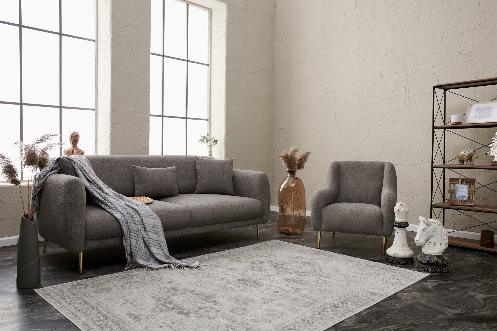 Simena - Grey 3-Seater Sofa Bed | Large Pull-Out Couch for Guests
gold