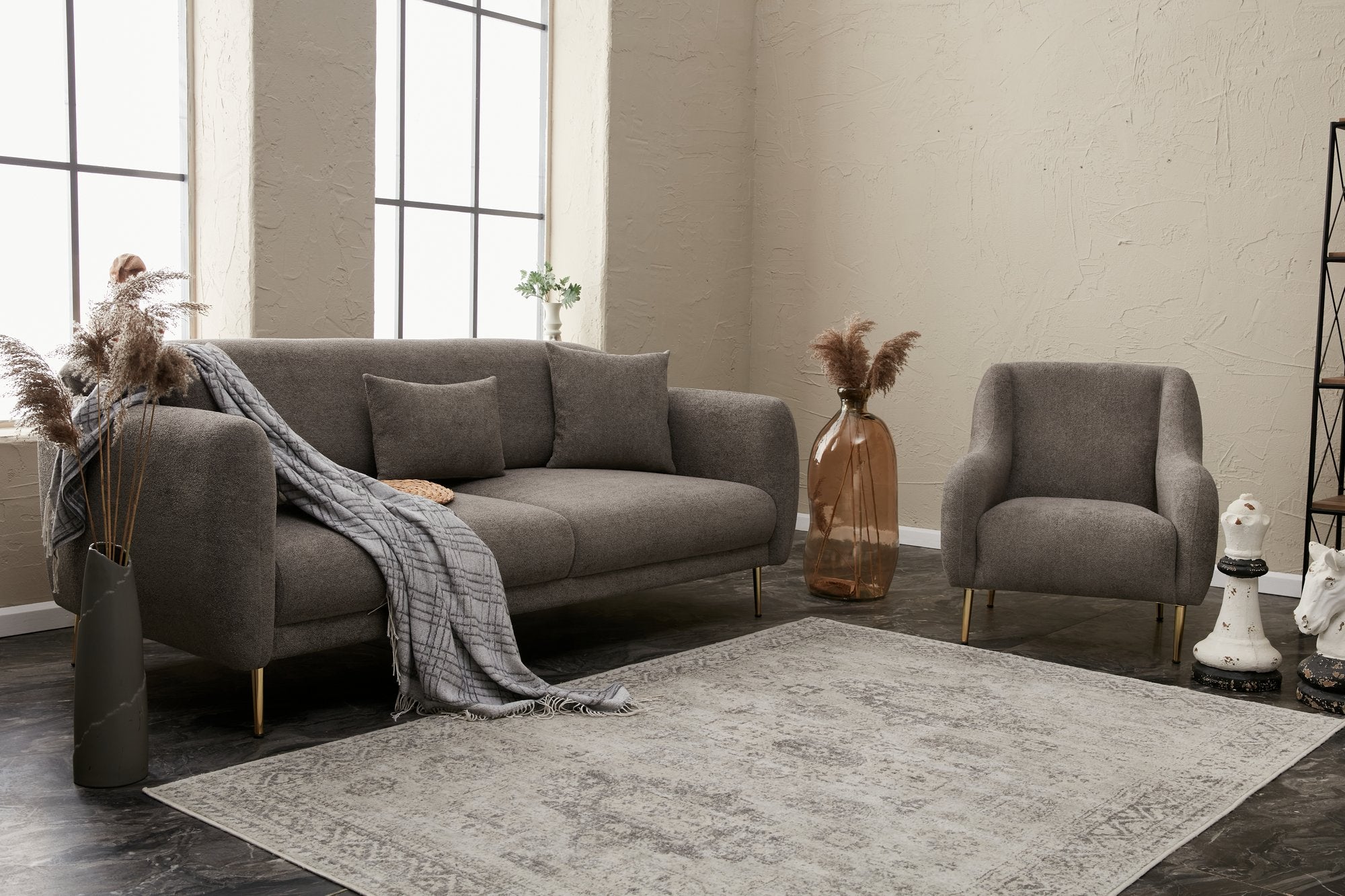 Simena - Grey 3-Seater Sofa Bed | Large Pull-Out Couch for Guests
gold