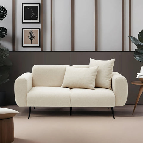 Side – Cream 2 Seater Sofa | Compact Modern Couch for Two
