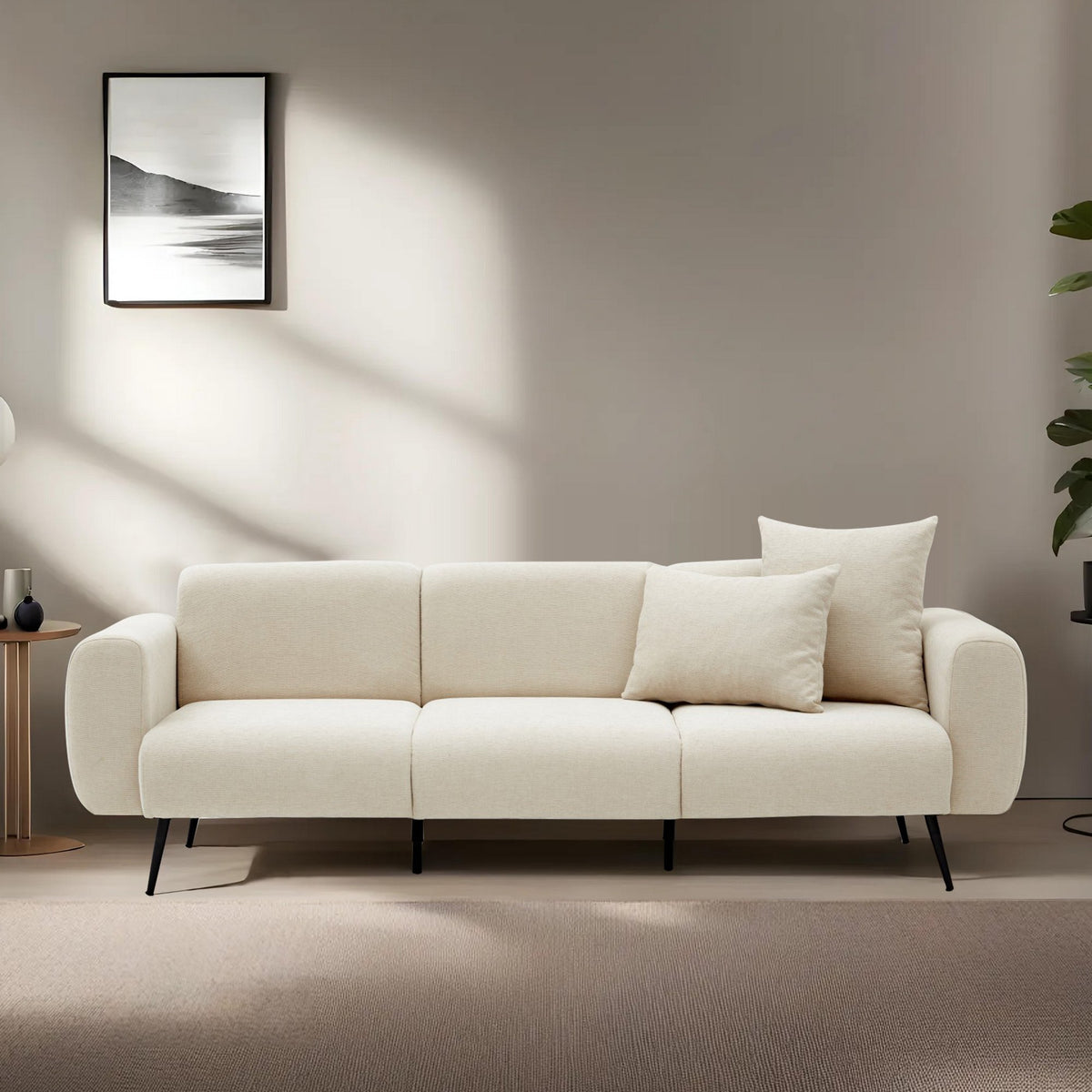 Side 3 Seater Sofa Cream fabric Elegant quality sofa