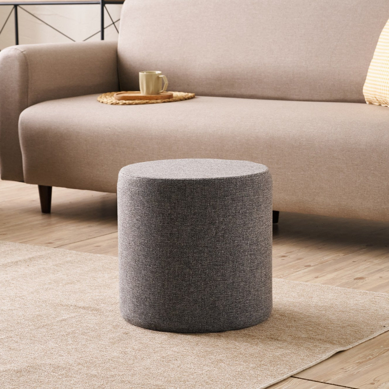 Bitez - Anthracite Pouffe – Modern Upholstered Ottoman