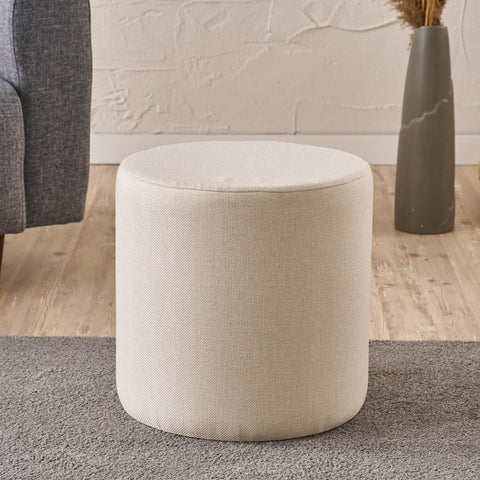 Bitez -Cream Pouffe – Modern Upholstered Ottoman