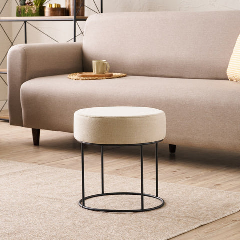 DIDIM Cream Pouffe – Modern Upholstered Ottoman