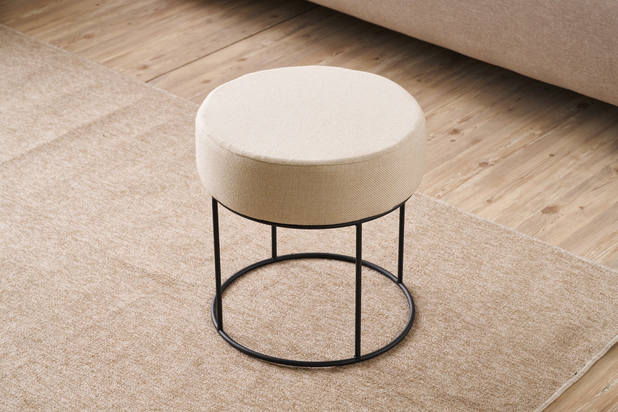 DIDIM Cream Pouffe – Modern Upholstered Ottoman
