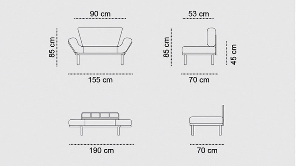 Nitta Black Two-Seater Sofa Bed