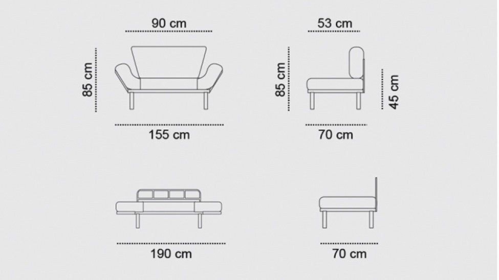 Nitta Black Two-Seater Sofa Bed