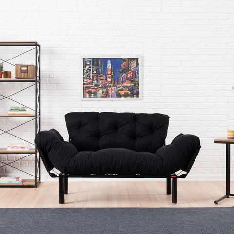 Nitta Black Two-Seater Sofa Bed