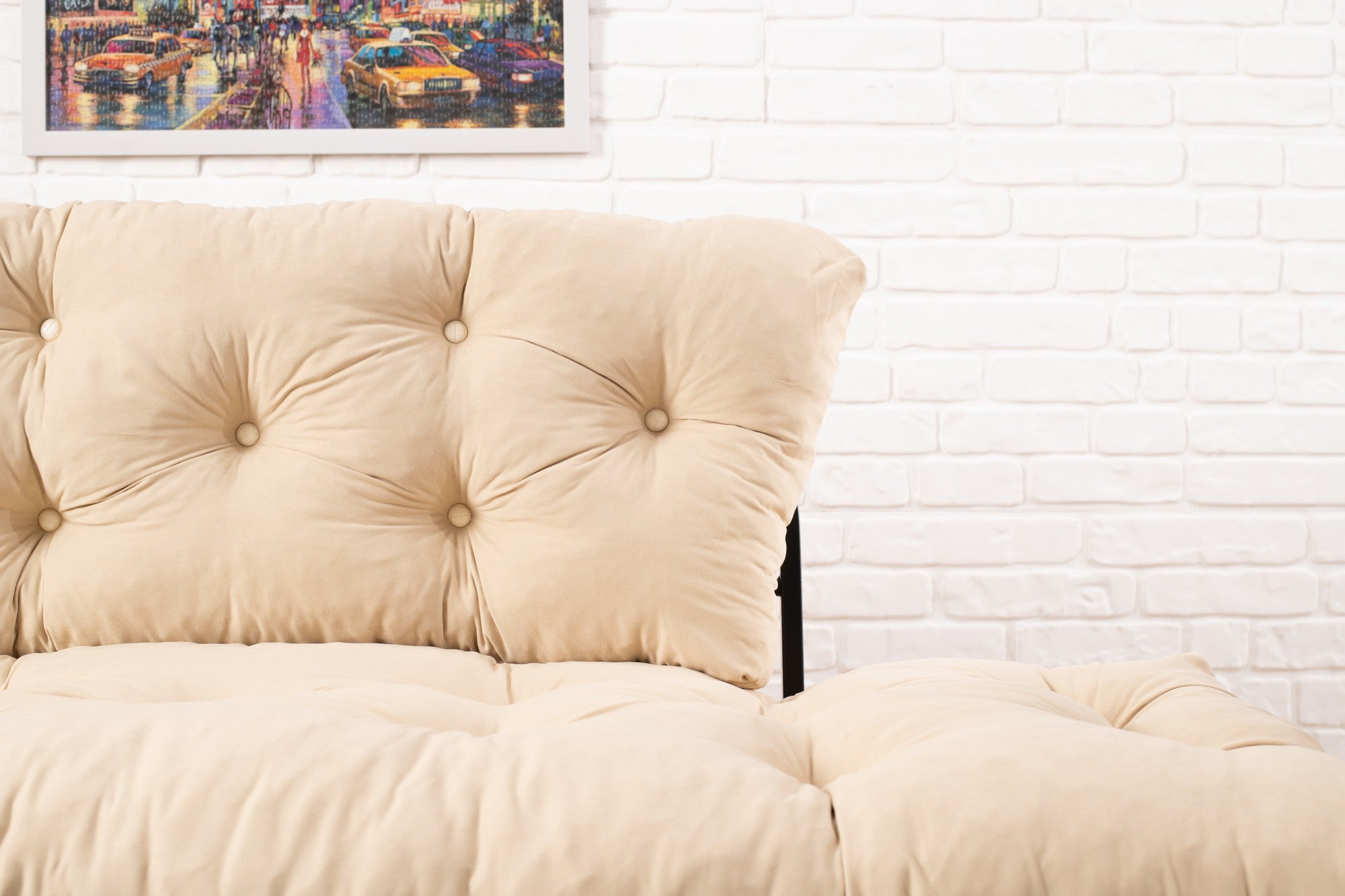 Nitta Cream Two-Seater Sofa Bed