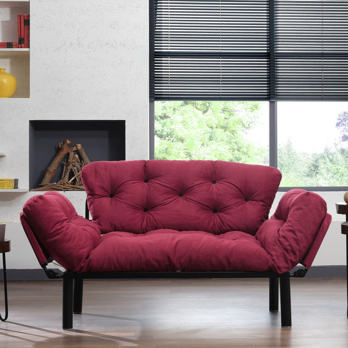 Nitta Maroon TwoSeater Sofa Bed