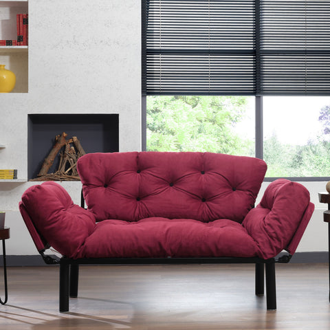 Nitta Maroon Two-Seater Sofa Bed