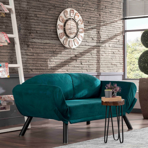 Genzo Petrol blue Two-Seater Sofa Bed