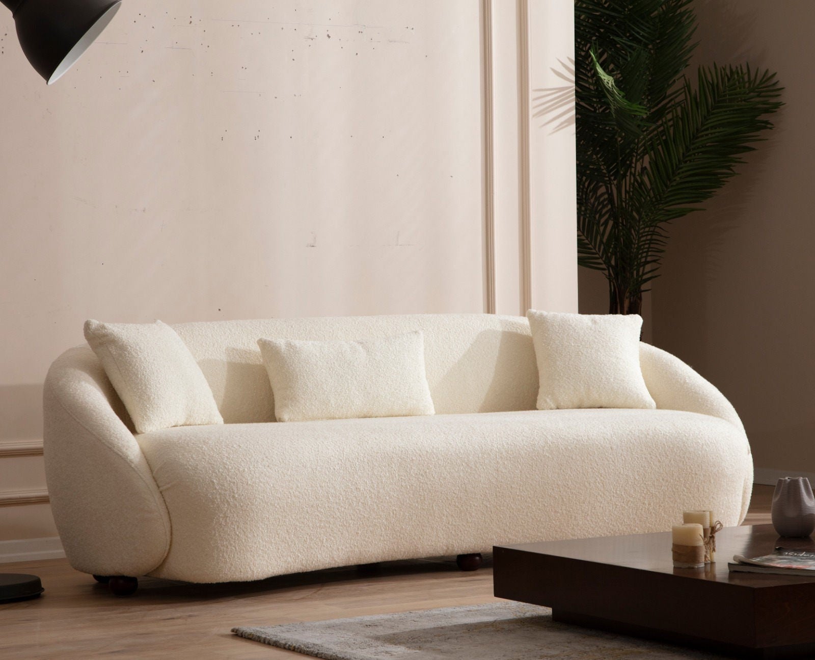 Napoli Cream 3 Seater Sofa | Curved Comfortable Modern sofa