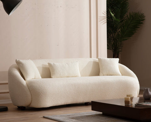Napoli Cream 3 Seater Sofa | Curved Comfortable Modern sofa