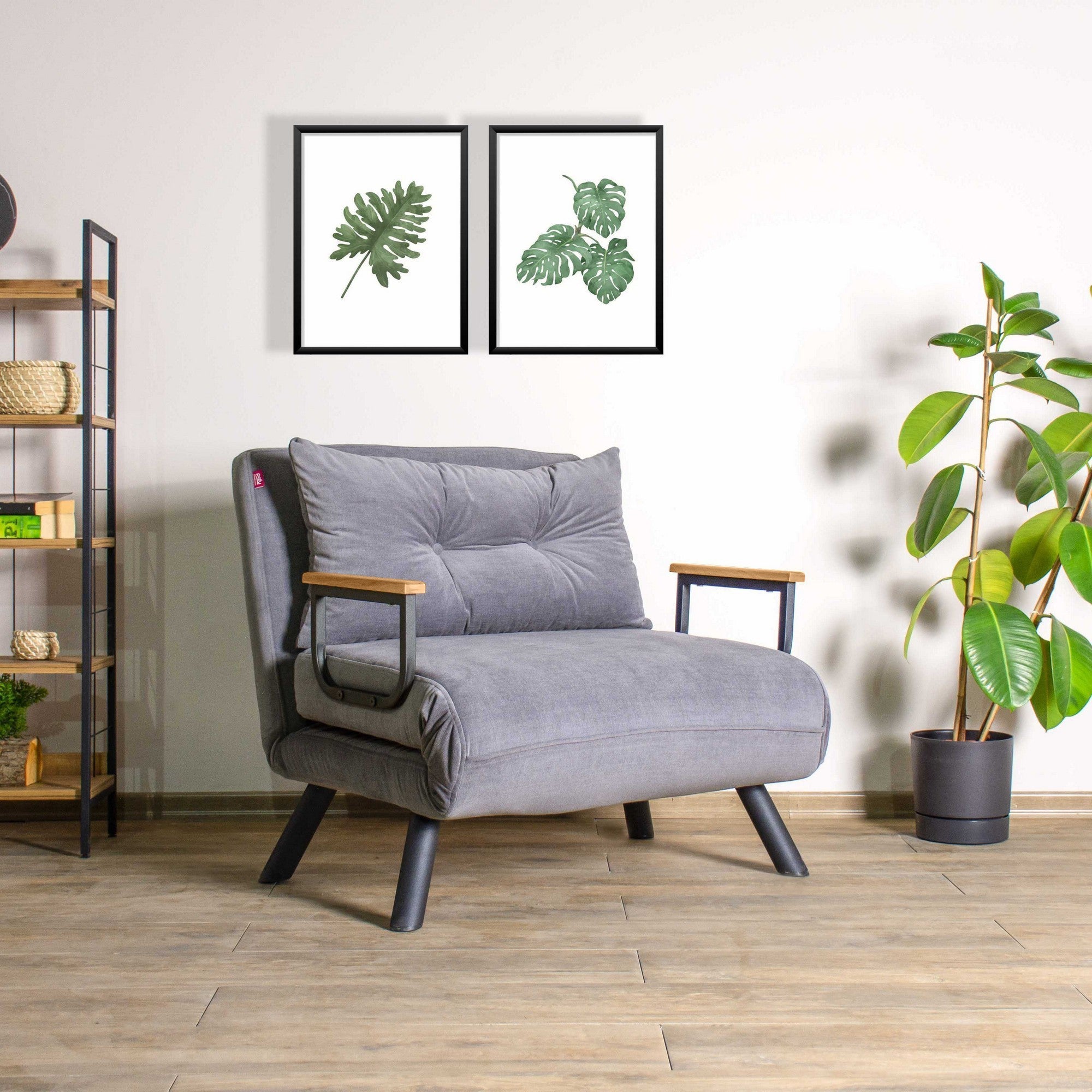 Sando  1 Seater Sofa Bed - Grey fabric| Single Sofa Bed for Guests