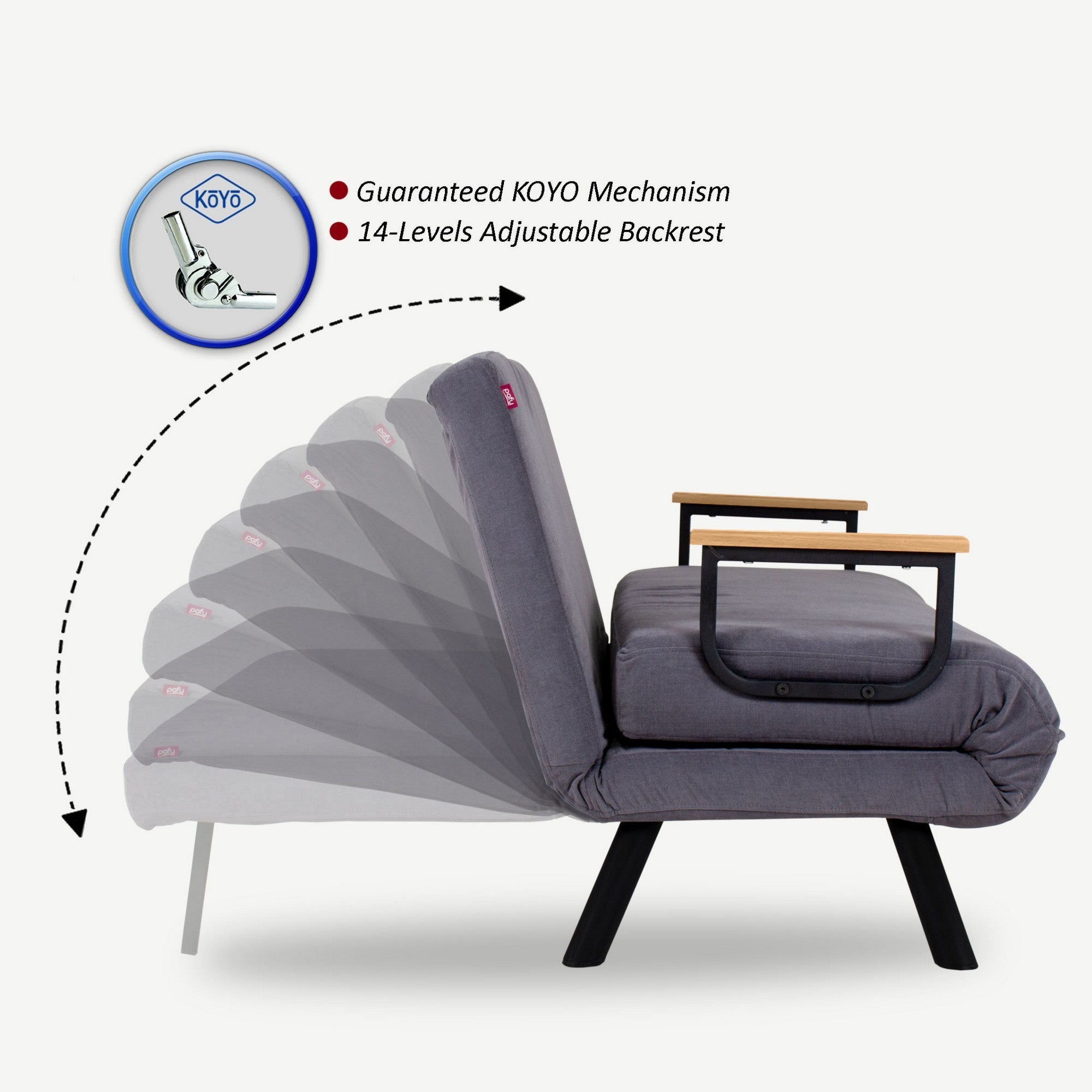 Sando  1 Seater Sofa Bed - Grey fabric| Single Sofa Bed for Guests