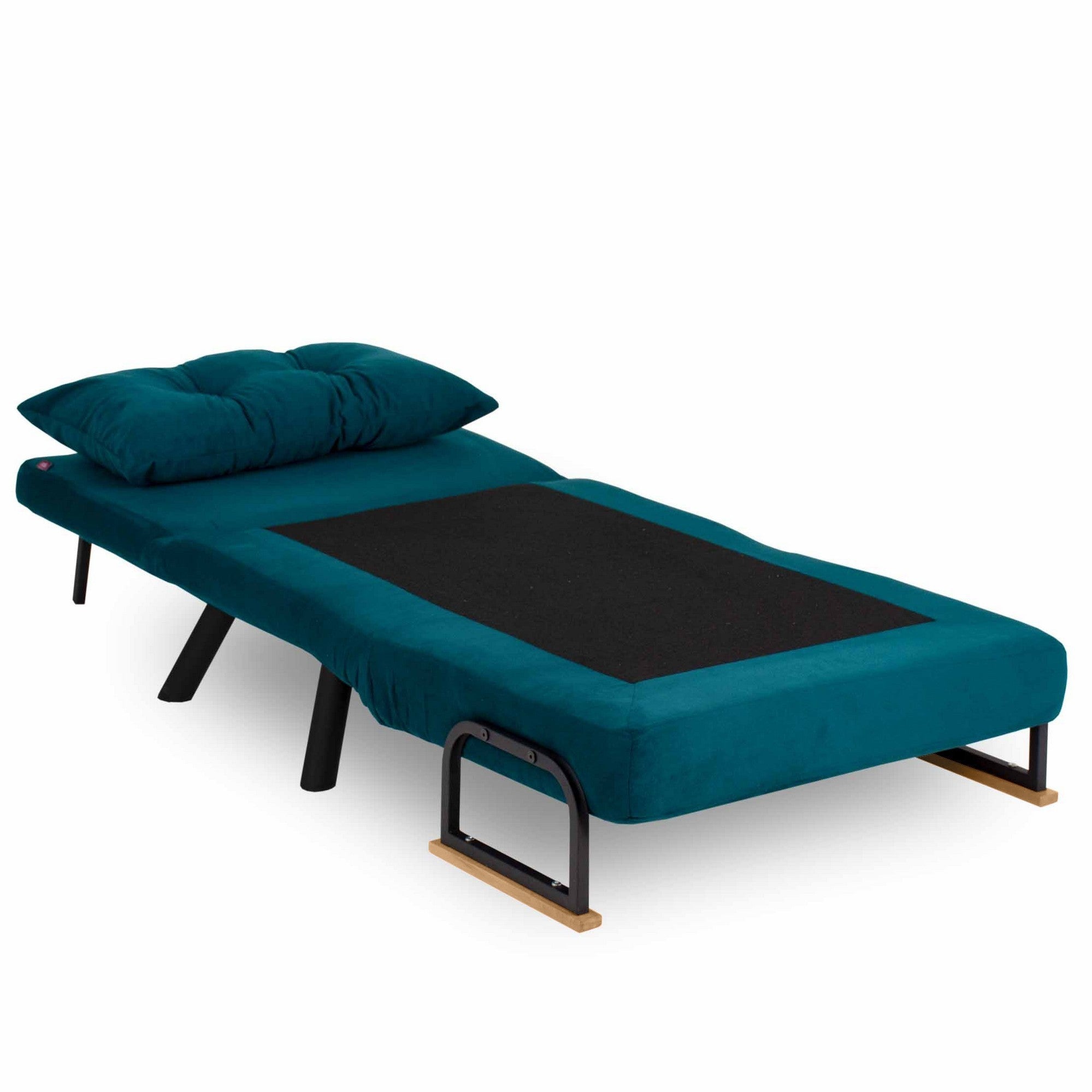 Sando – 1 Seater Sofa Bed- Petrol Green fabric| Single Sofa Bed for Guests
