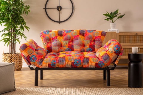 Nitta - Patchwork Multicolor Two-Seater Sofa Bed