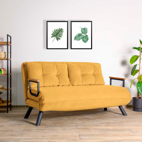 Sando 2-Seater Mustard Two-Seater Sofa Bed
