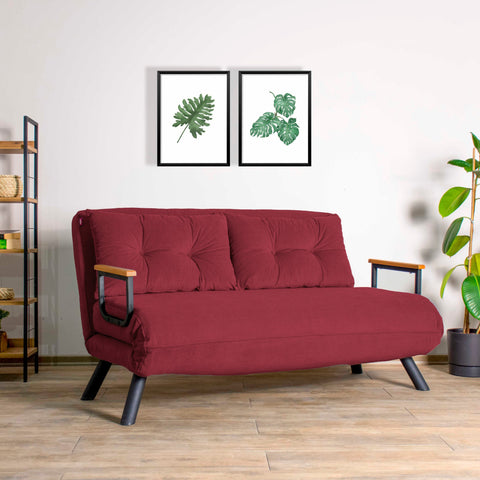 Sando 2-Seater Maroon Two-Seater Sofa Bed