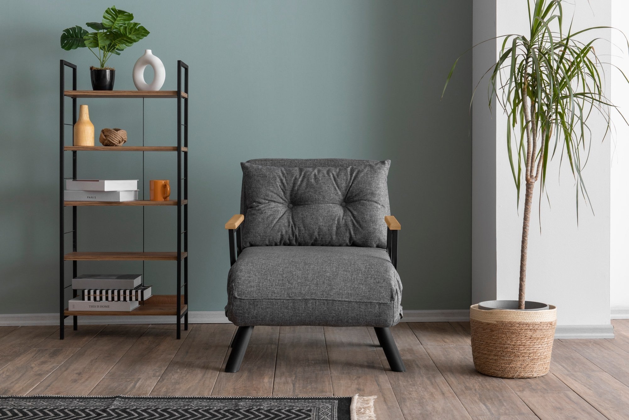 Sando 1 Seater Sofa Bed Light grey fabric Single Sofa Bed for Guests