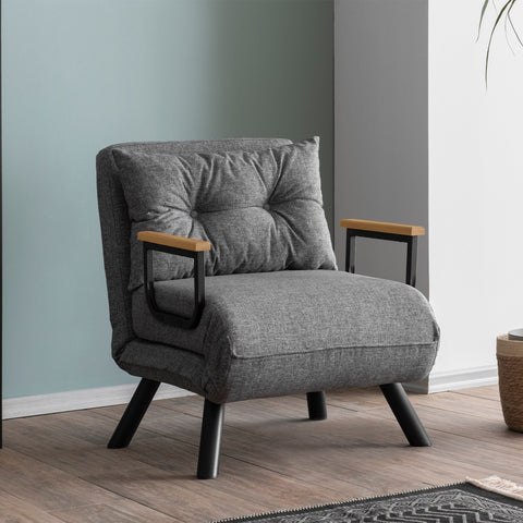 Sando – 1 Seater Sofa Bed - Light grey fabric| Single Sofa Bed for Guests