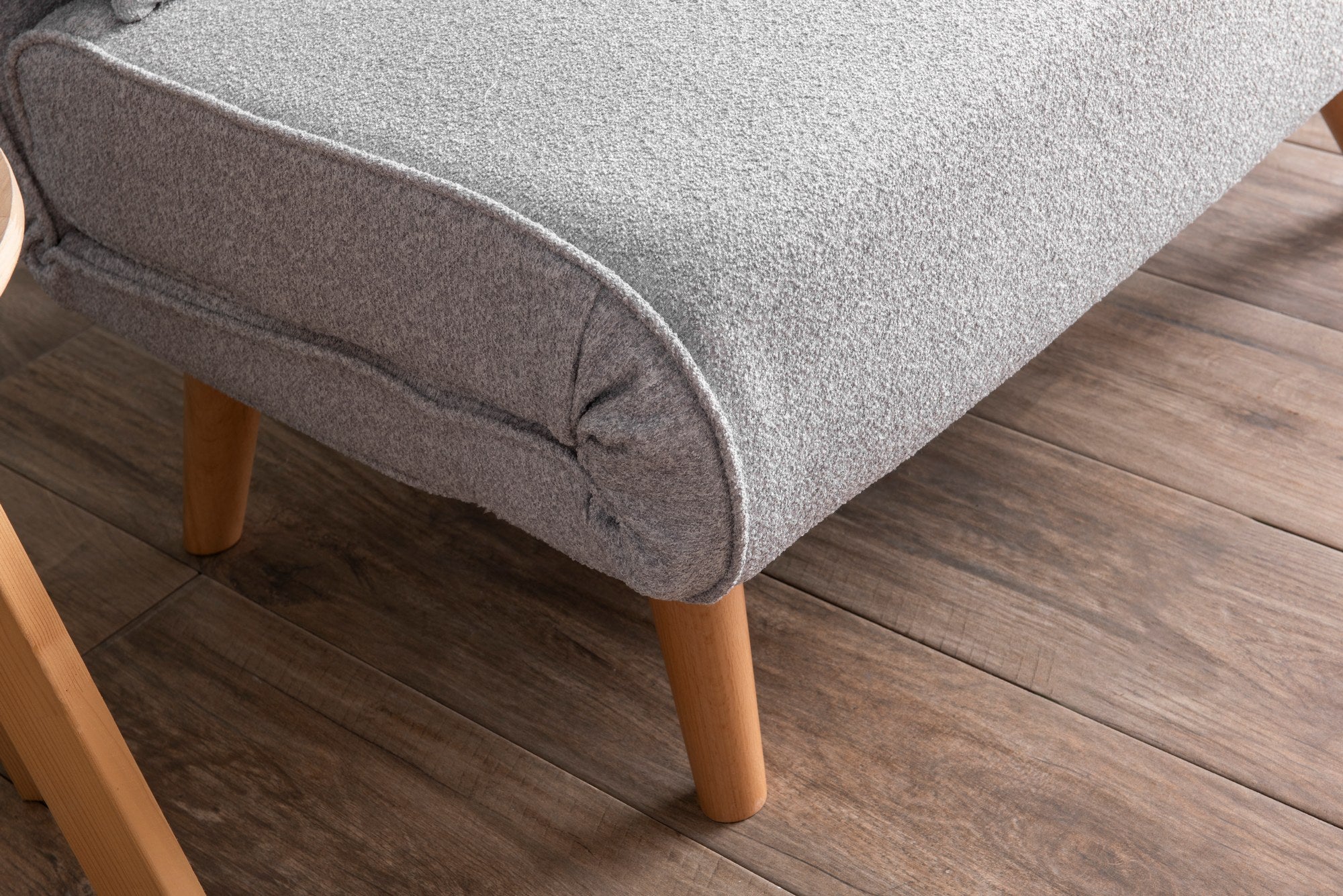 Folding – 1 Seater Sofa Bed - Grey  Teddy Fabric | Compact Guest Bed