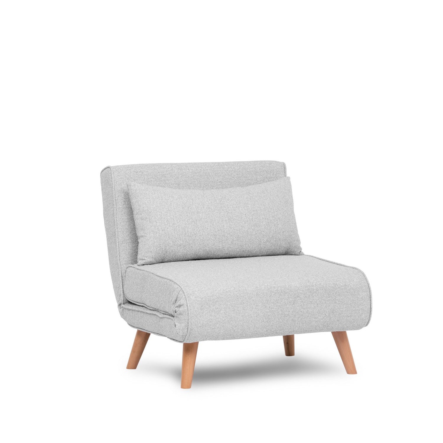 Folding – 1 Seater Sofa Bed - Grey  Teddy Fabric | Compact Guest Bed