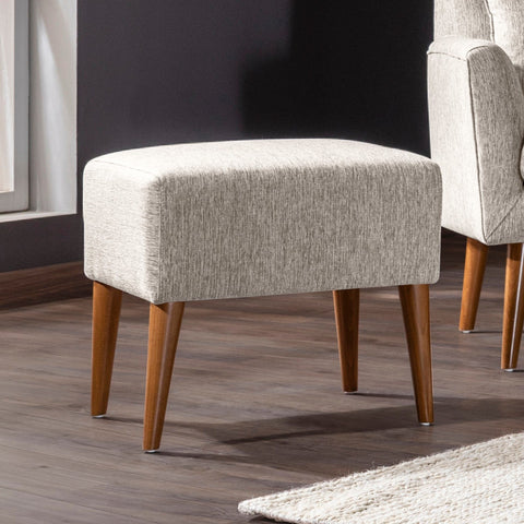 Zeni Puf  | Cream Pouffe – Modern Upholstered Ottoman