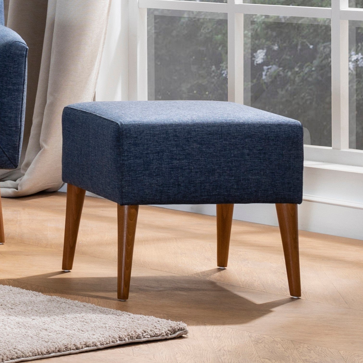 Zeni Puf  | Dark Blue Pouffe – Modern Upholstered Ottoman