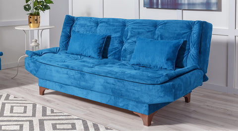 Kelebek - Blue 3-Seater Sofa Bed | Large Pull-Out Couch for Guests