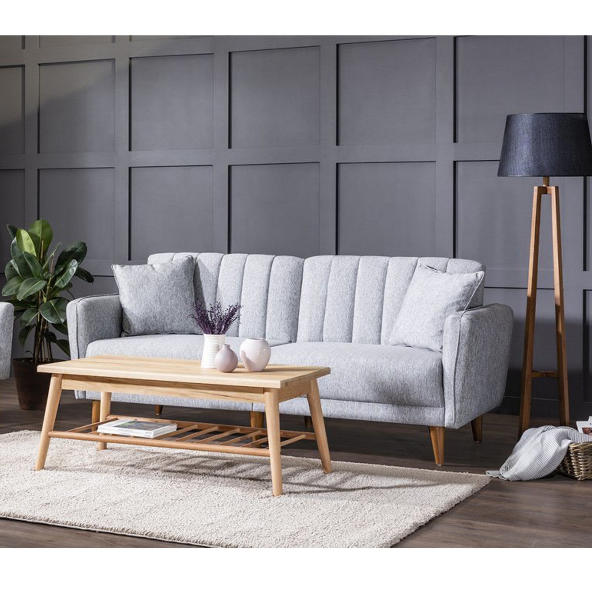 Aqua - Grey 3-Seater Sofa Bed | Large Pull-Out Couch for Guests