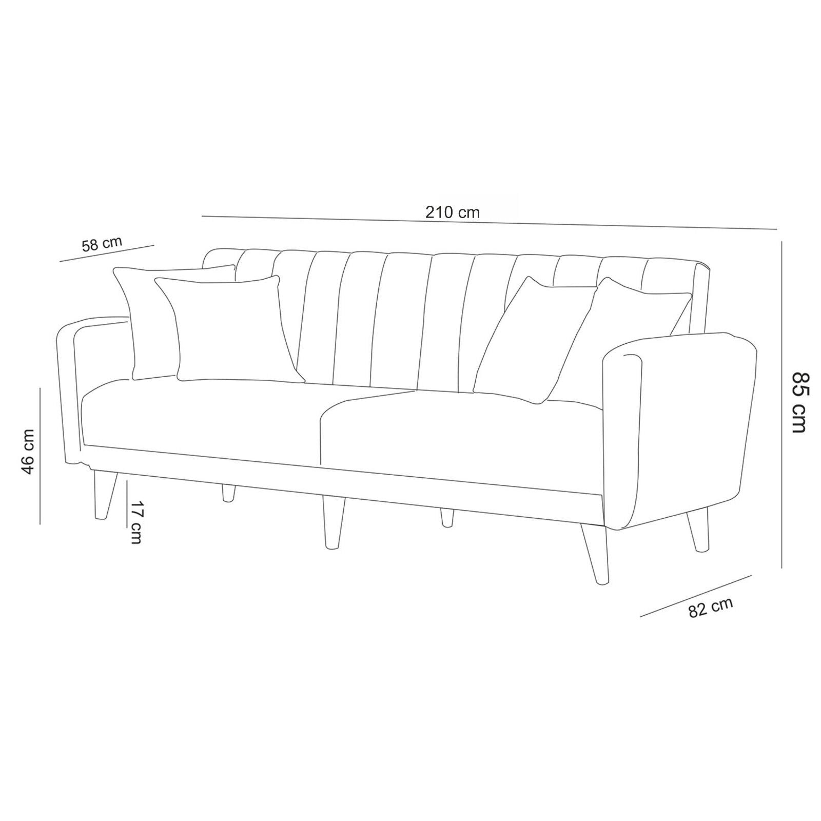 Aqua - Grey 3-Seater Sofa Bed | Large Pull-Out Couch for Guests