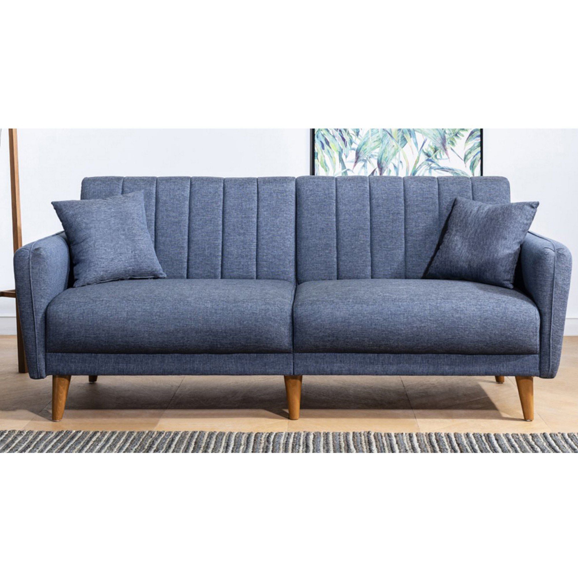 Aqua - Dark Blue 3-Seater Sofa Bed | Large Pull-Out Couch for Guests