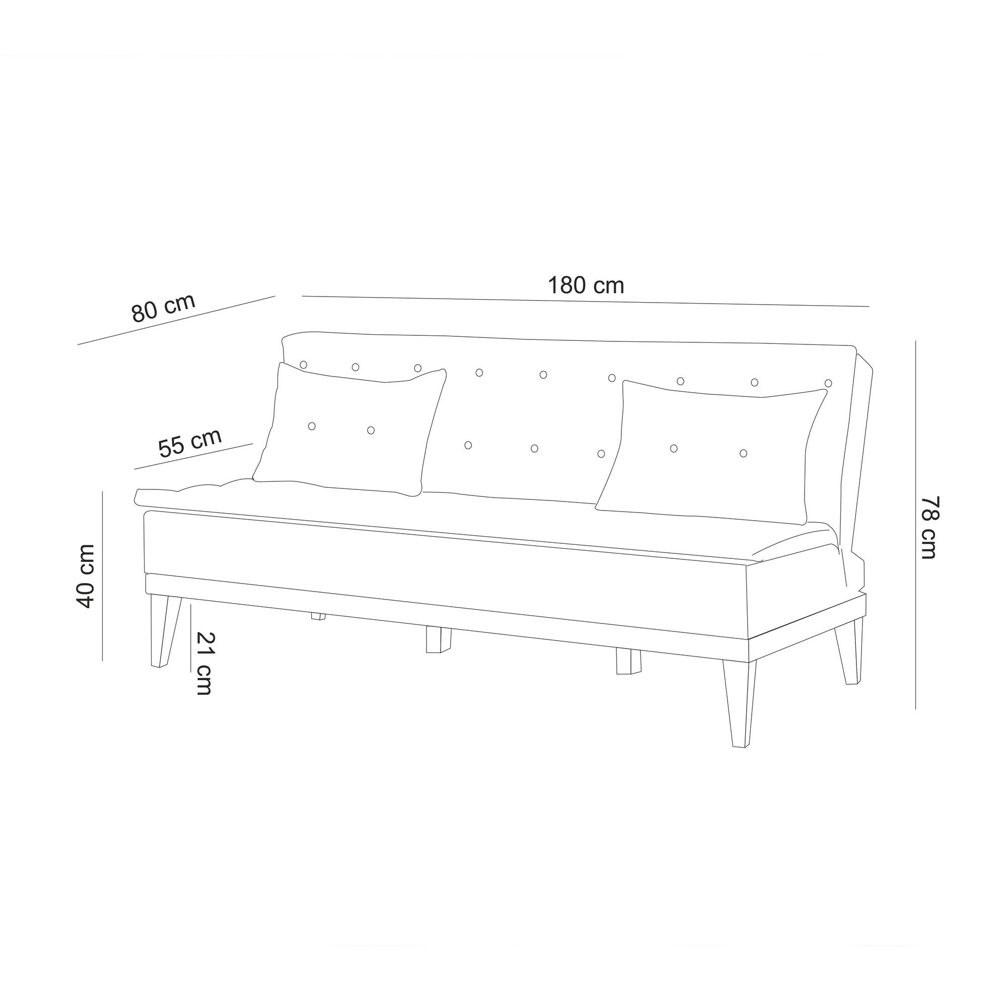 Fuoco - Cream 3-Seater Sofa Bed - | Large Pull-Out Couch for Guests