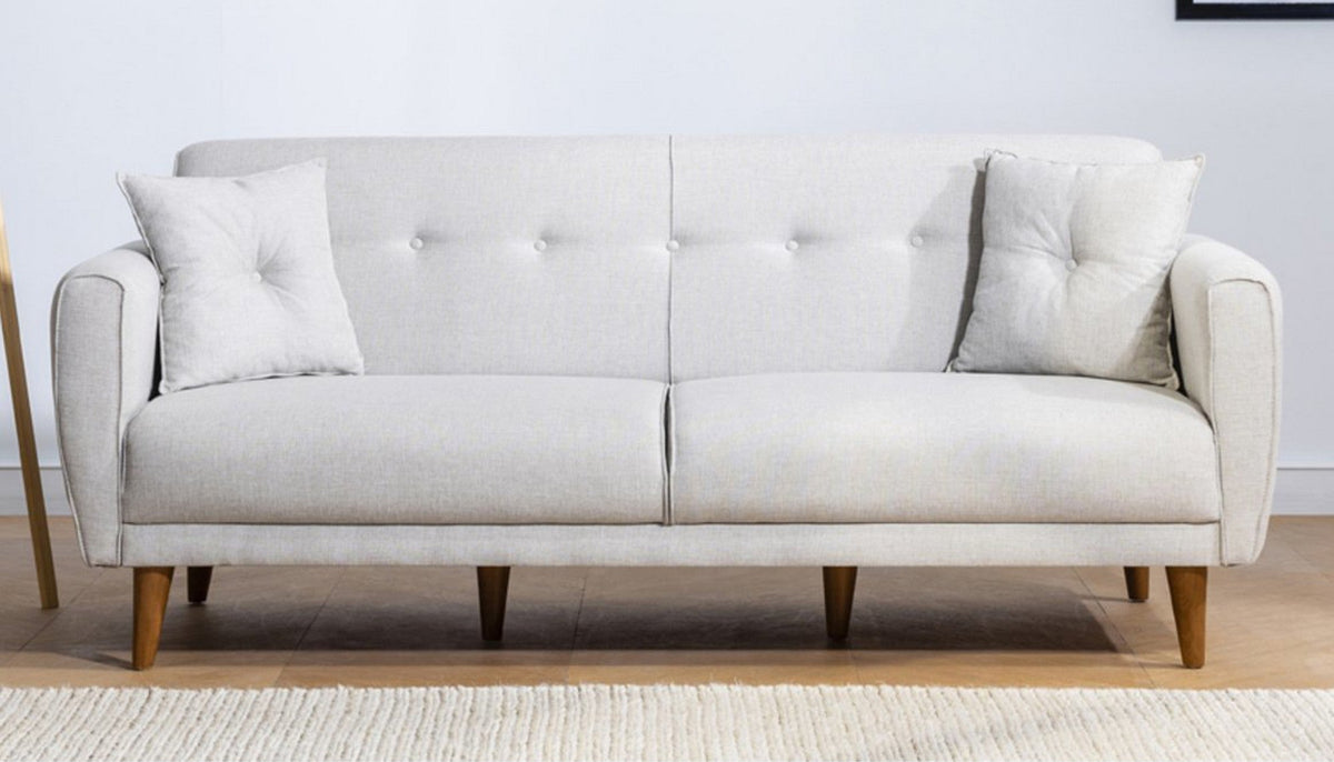 Aria Cream 3Seater Sofa Bed Large PullOut Couch for Guests