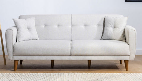 Aria - Cream 3-Seater Sofa Bed | Large Pull-Out Couch for Guests