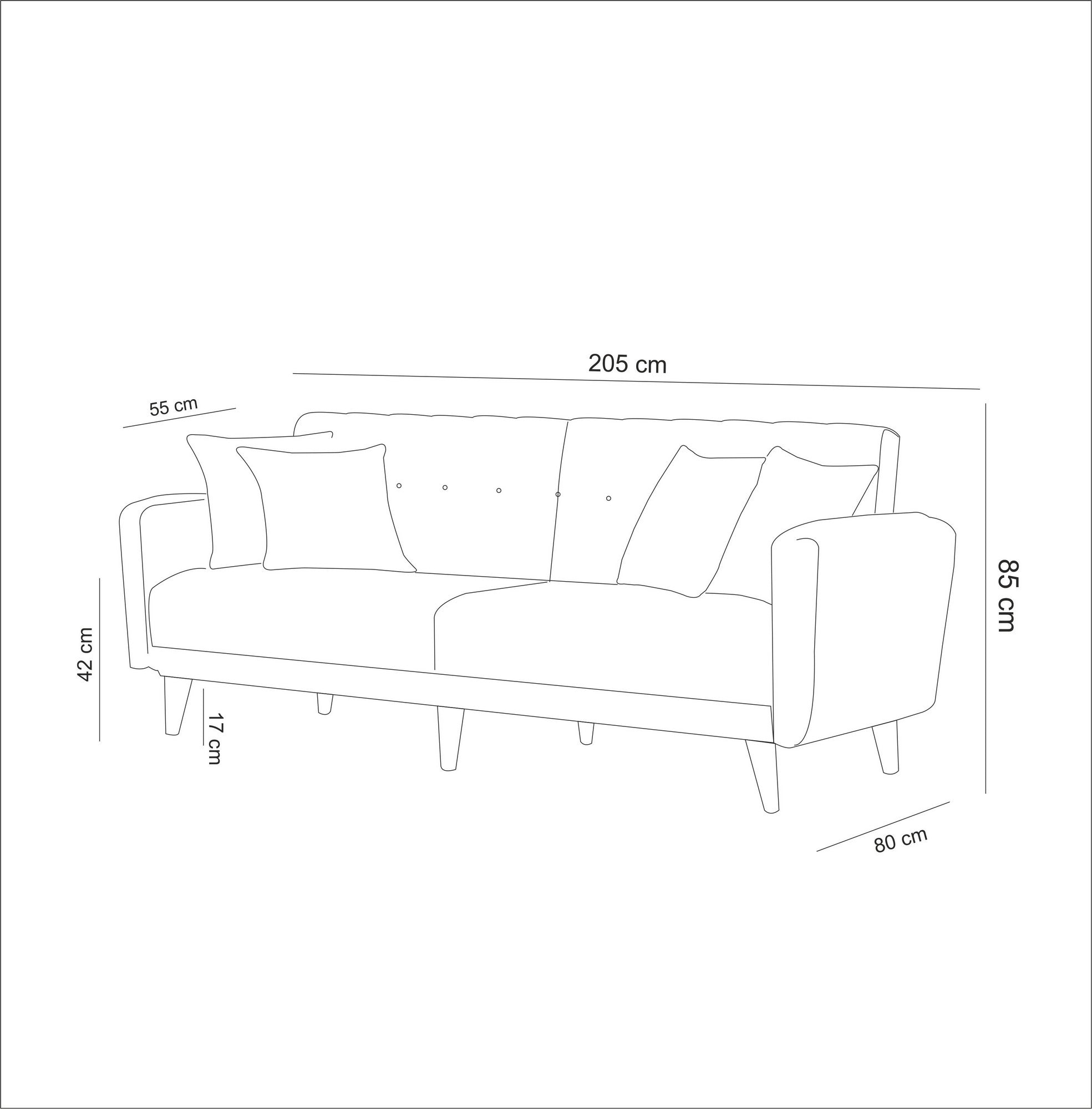 Aria - Cream 3-Seater Sofa Bed | Large Pull-Out Couch for Guests