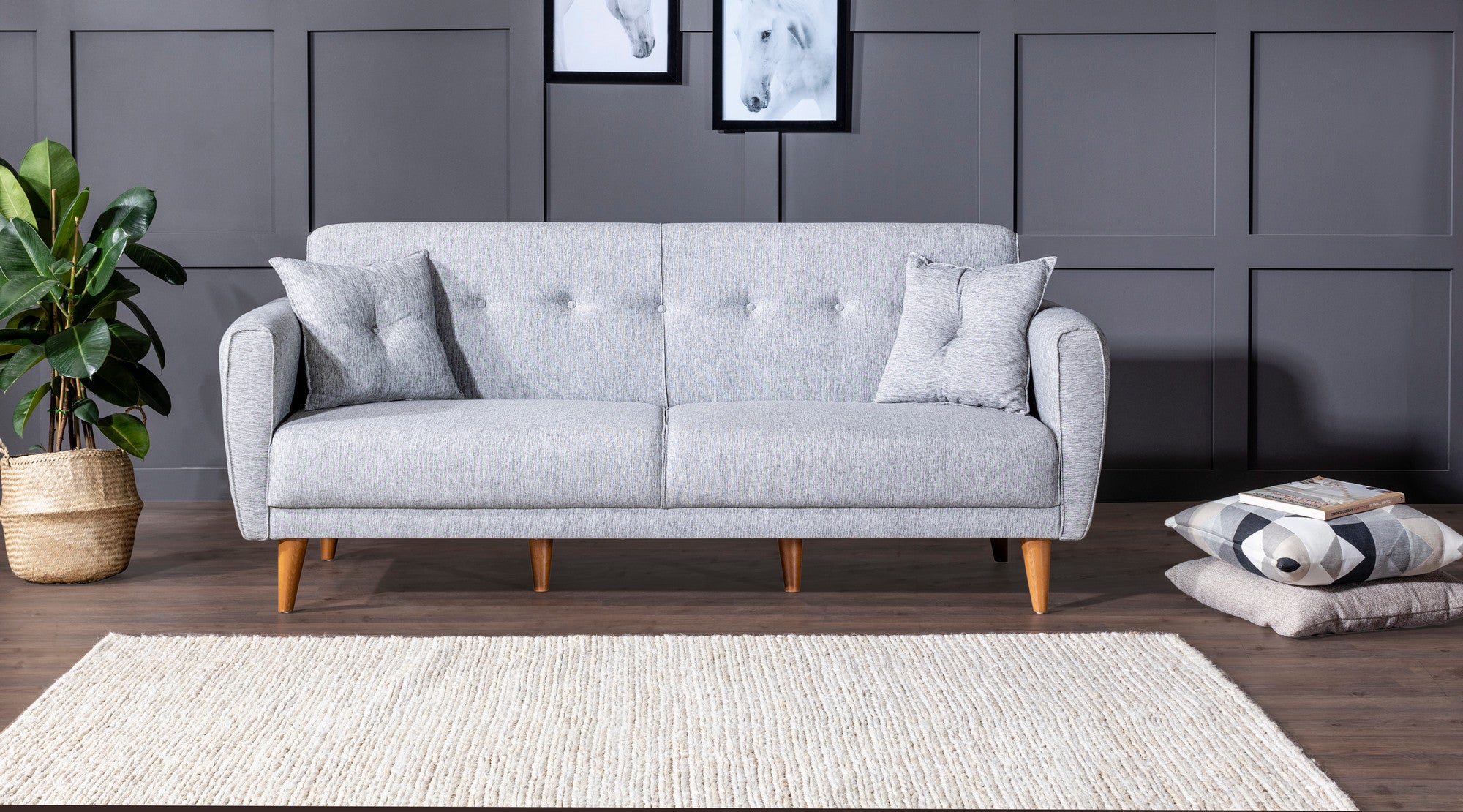 Aria - Grey 3-Seater Sofa Bed | Large Pull-Out Couch for Guests