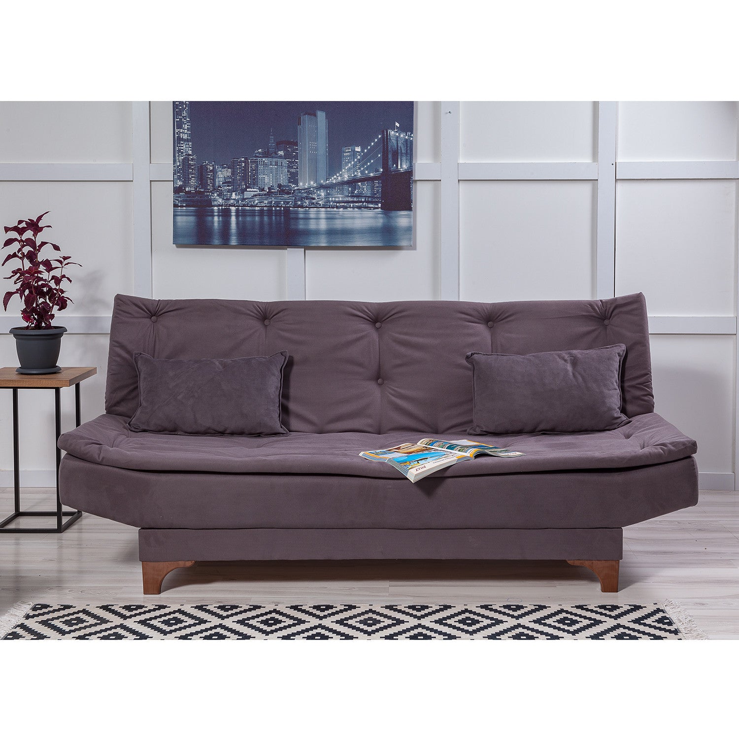 Kelebek - Anthracite 3-Seater Sofa Bed | Large Pull-Out Couch for Guests