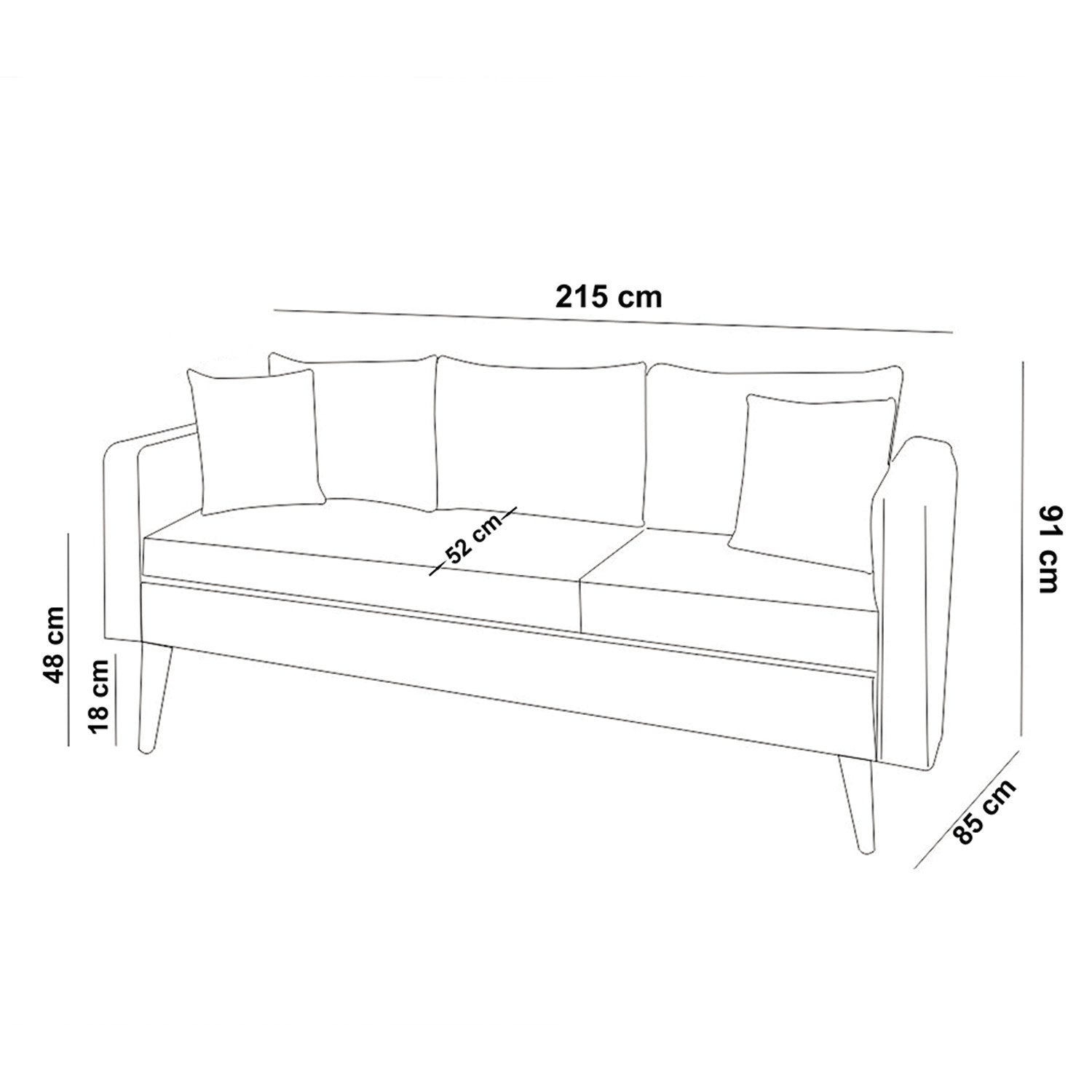 Sofia  Sea Green 3 Seater Sofa | Comfortable Modern sofa