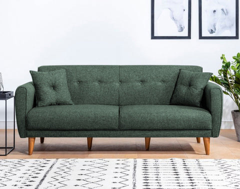 Aria - Green 3-Seater Sofa Bed | Large Pull-Out Couch for Guests