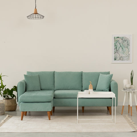 Sofia – Sea Green L Shape Corner Sofa | Designer Sectional for Living Room