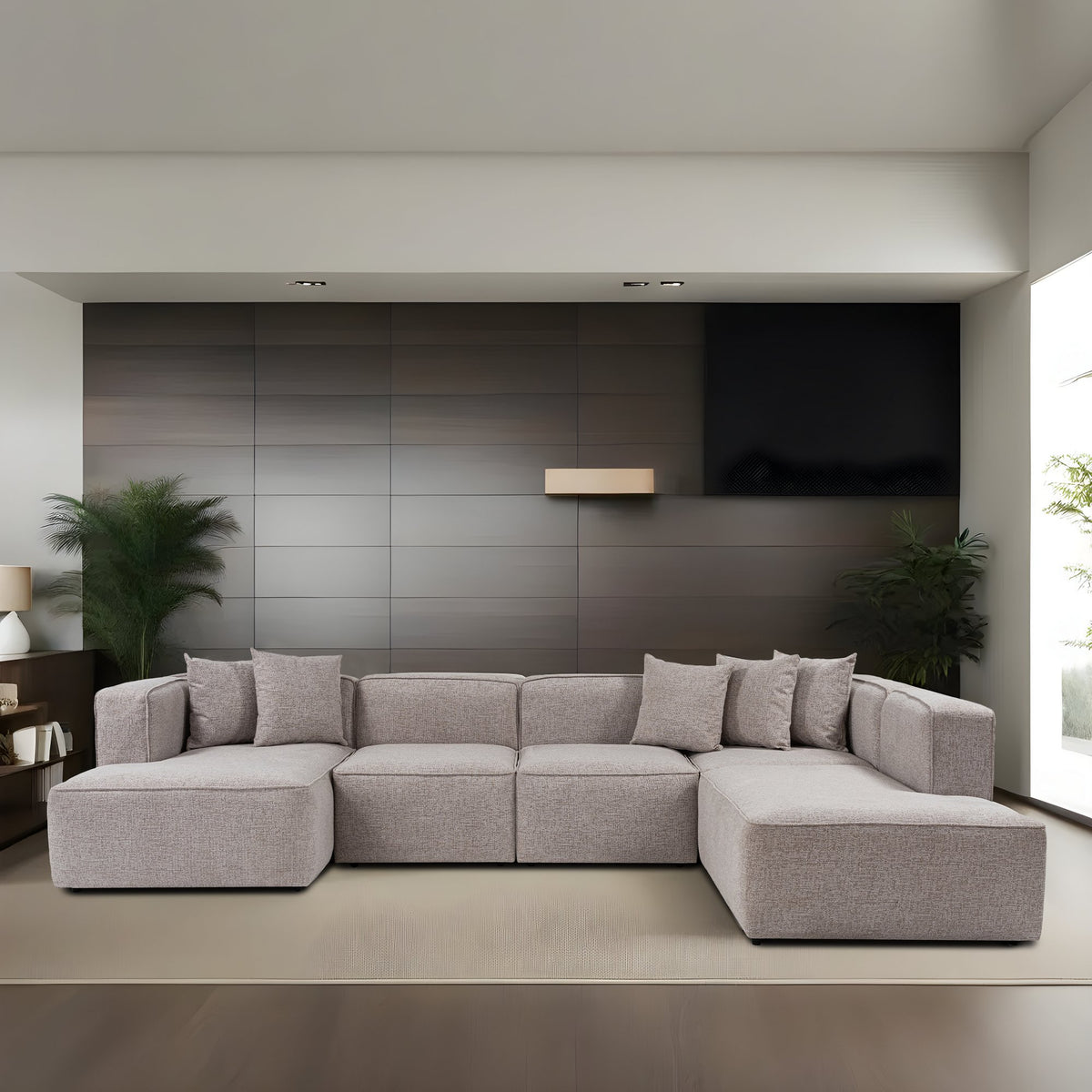 More Mocha L Shape Corner Sofa Designer Sectional for Living Room