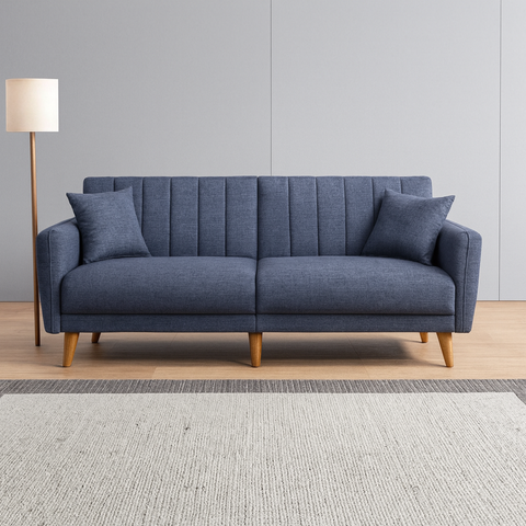 Aqua - Dark Blue 3-Seater Sofa Bed | Large Pull-Out Couch for Guests