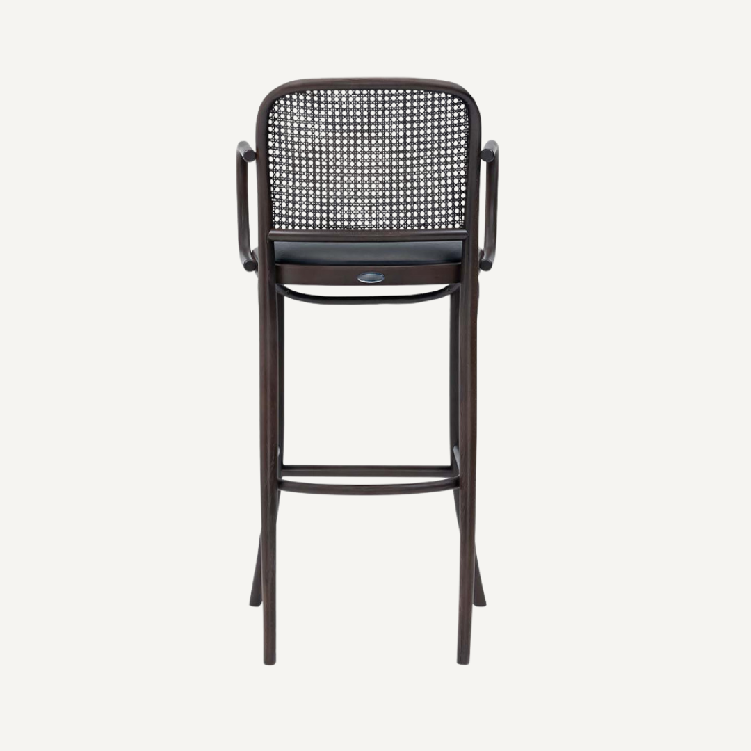 Tabouret de bar avec dossier et AVEC accoudoirs en cannage Amber