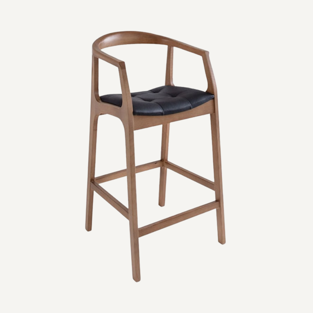 Tabouret en bois avec assise en cuir Aromatics