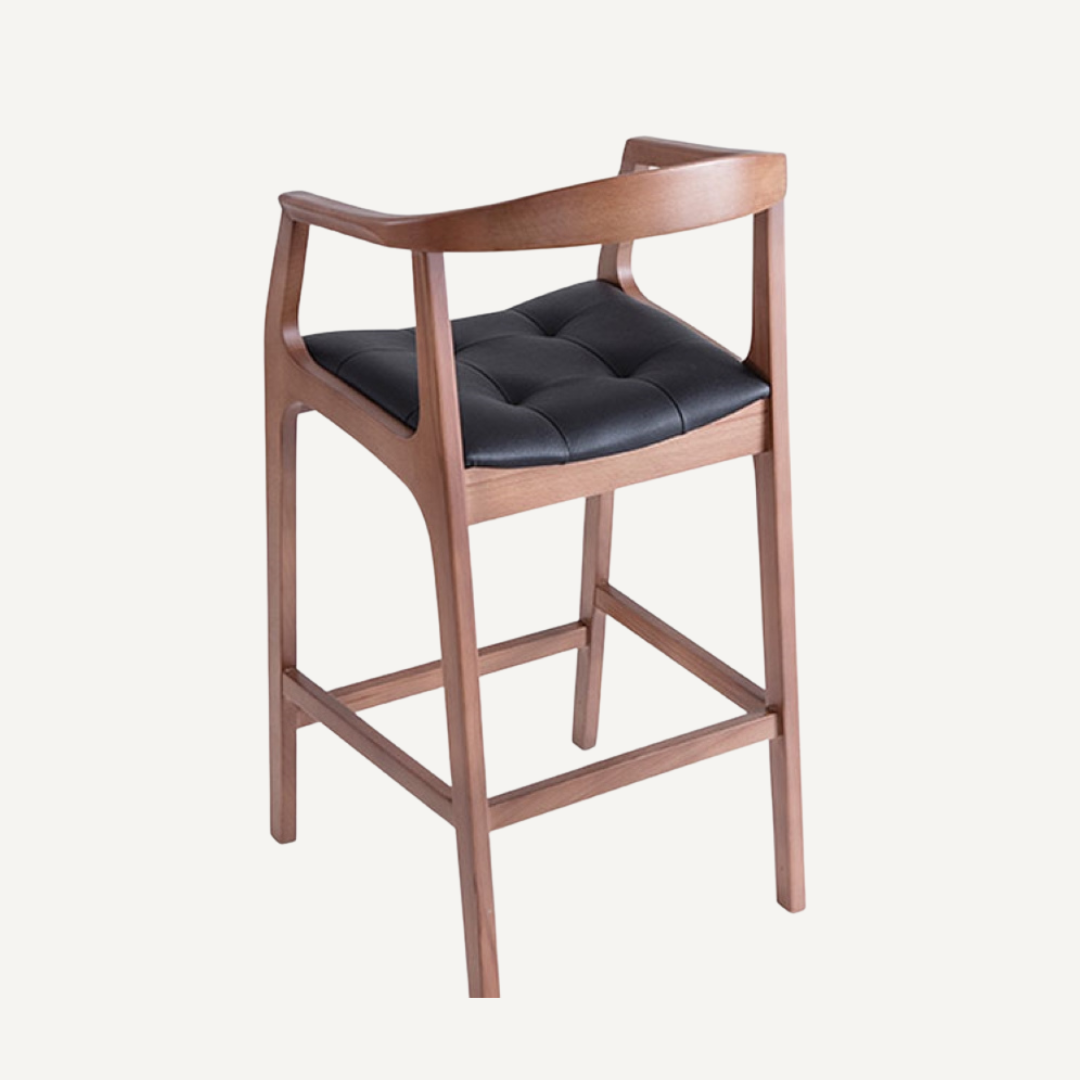 Tabouret en bois avec assise en cuir Aromatics