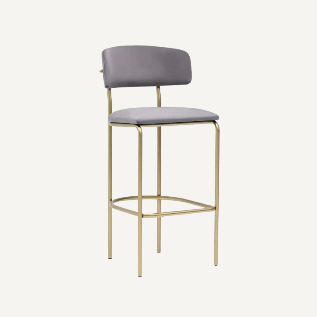 Tabouret de bar doré et velours Artos