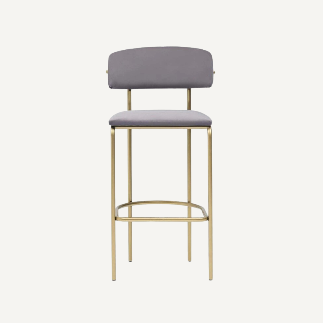 Tabouret de bar doré et velours Artos
