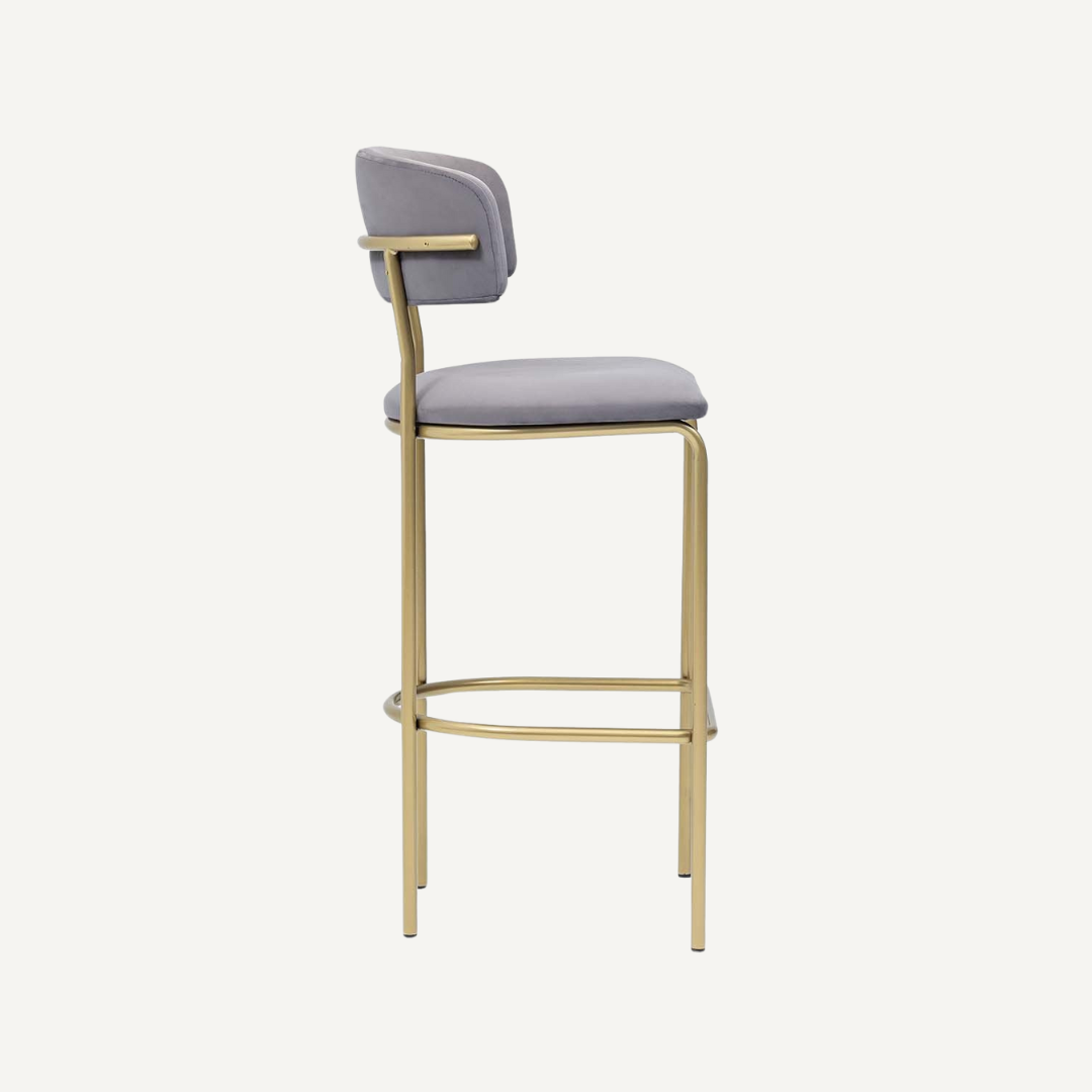 Tabouret de bar doré et velours Artos